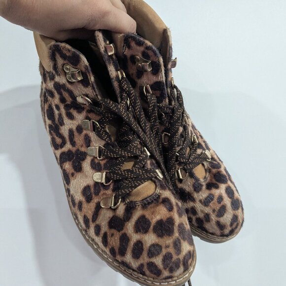 Aldo Leopard Print Fuzzy Boots Tan Brown Size 7.5 - Picture 2 of 6
